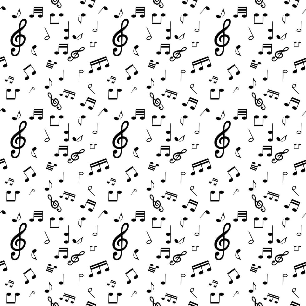 naadloze patroon van set muzieknoten en treble clef vector