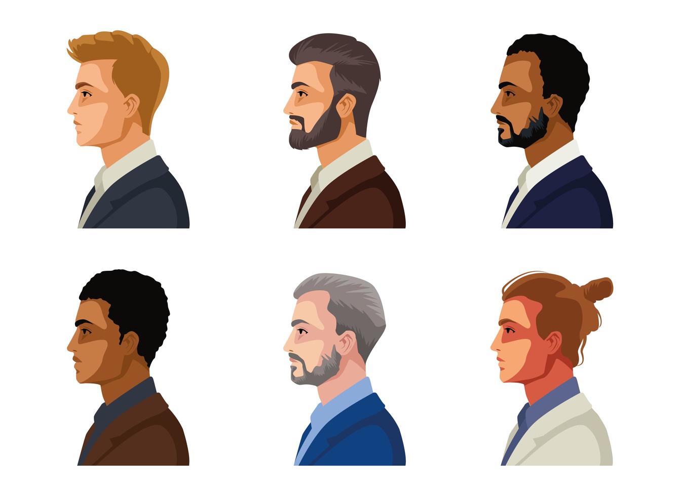 zes mannen karakters vector