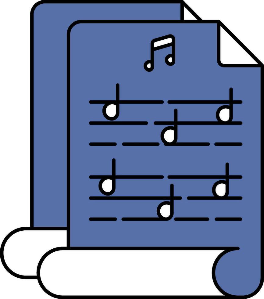 muziek- script icoon in blauw en wit kleur. vector