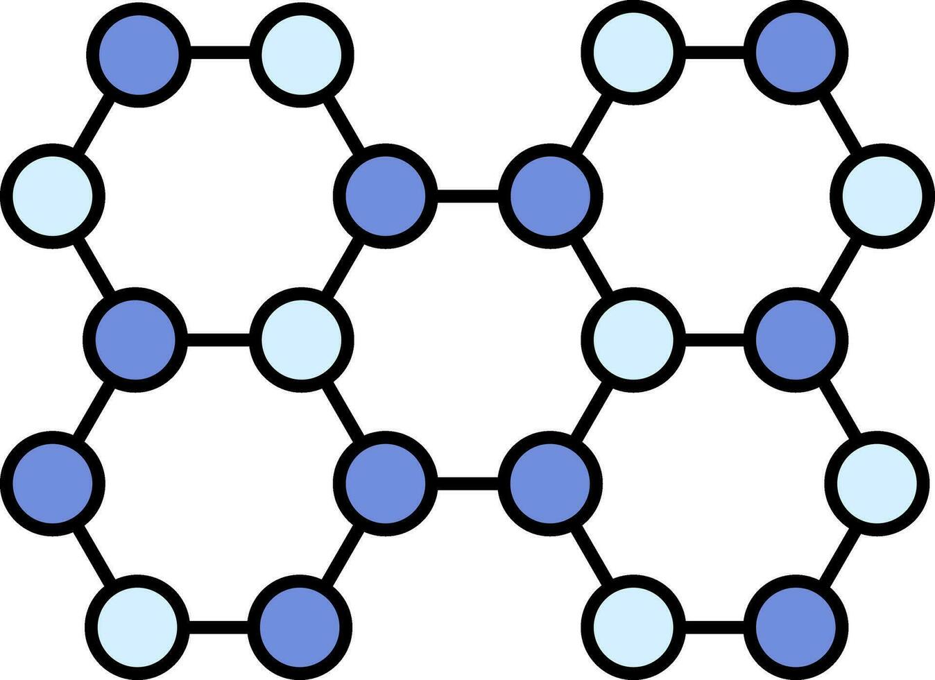 moleculen of cellen blauw en zwart icoon. vector