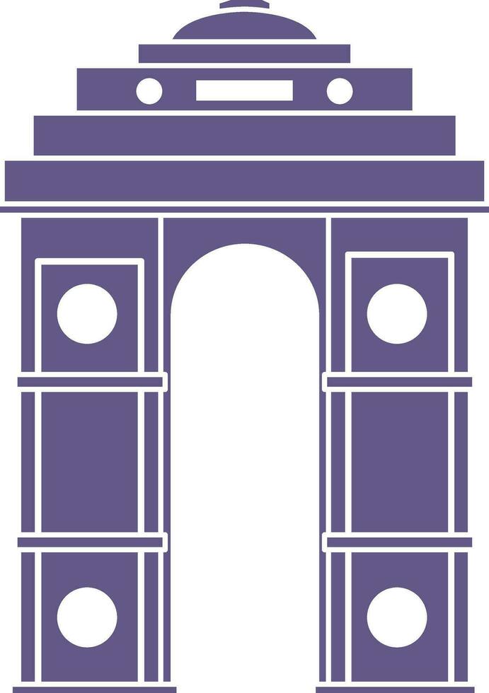 vlak stijl Indië poort icoon in paars en wit kleur. vector