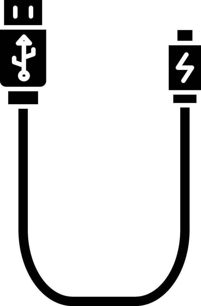 USB kabel icoon in glyph stijl. vector