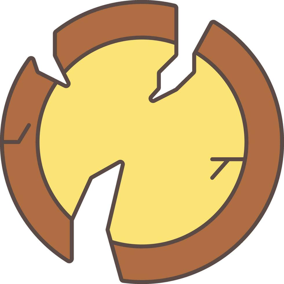 gebroken bord icoon in geel en bruin kleur. vector