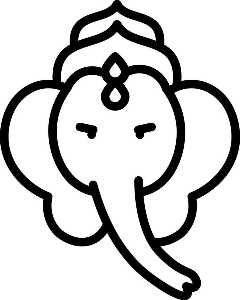 heer ganesha gezicht icoon in zwart schets. vector