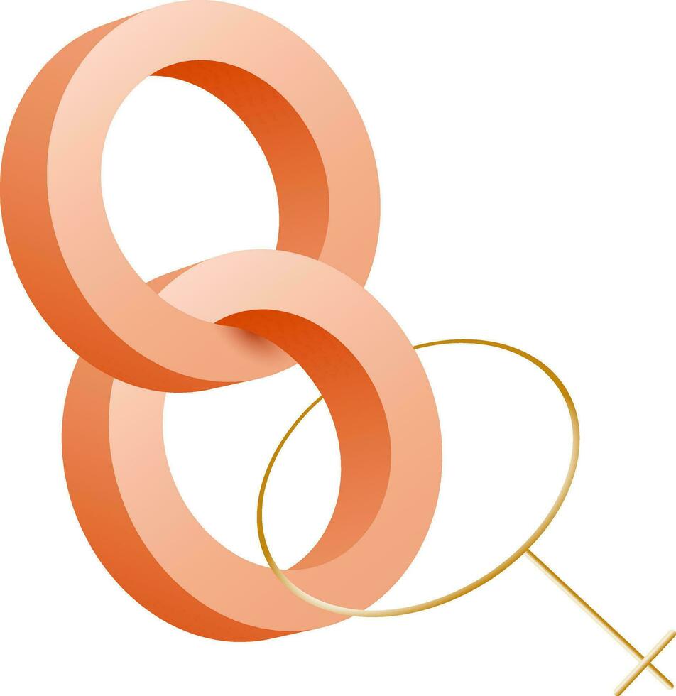 3d oranje 8e aantal met vrouw geslacht Aan wit achtergrond. vector