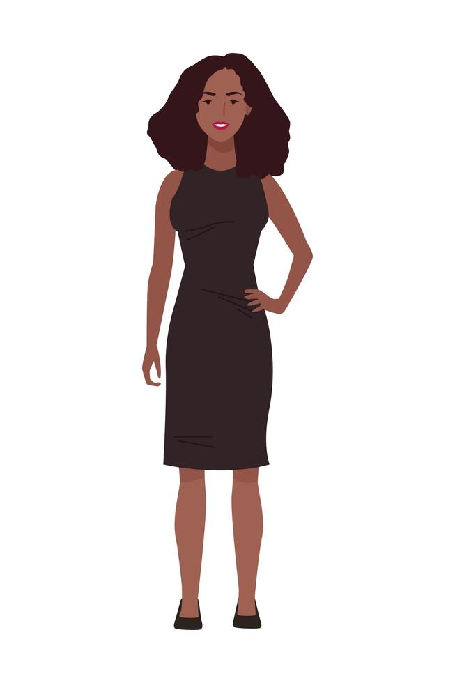 mooie afro vrouw avatar karakter met lang haar vector