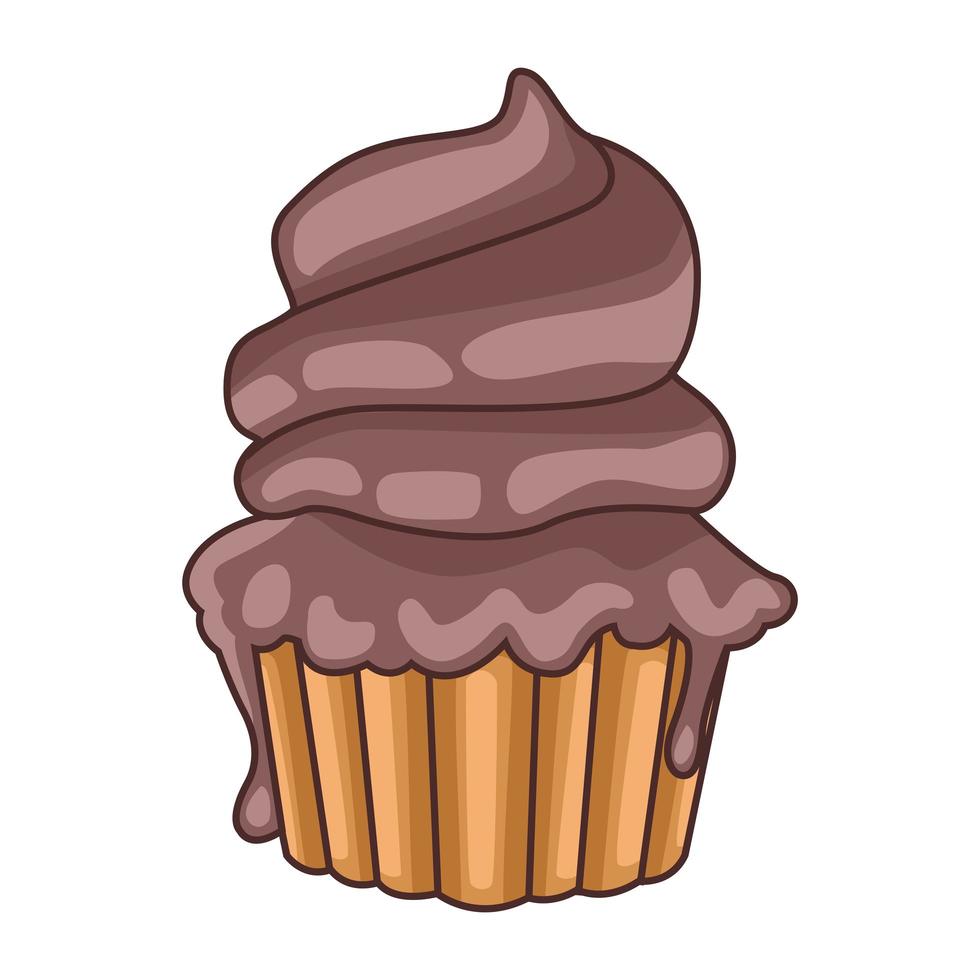 heerlijke zoete chocolade cupcake pictogram vector