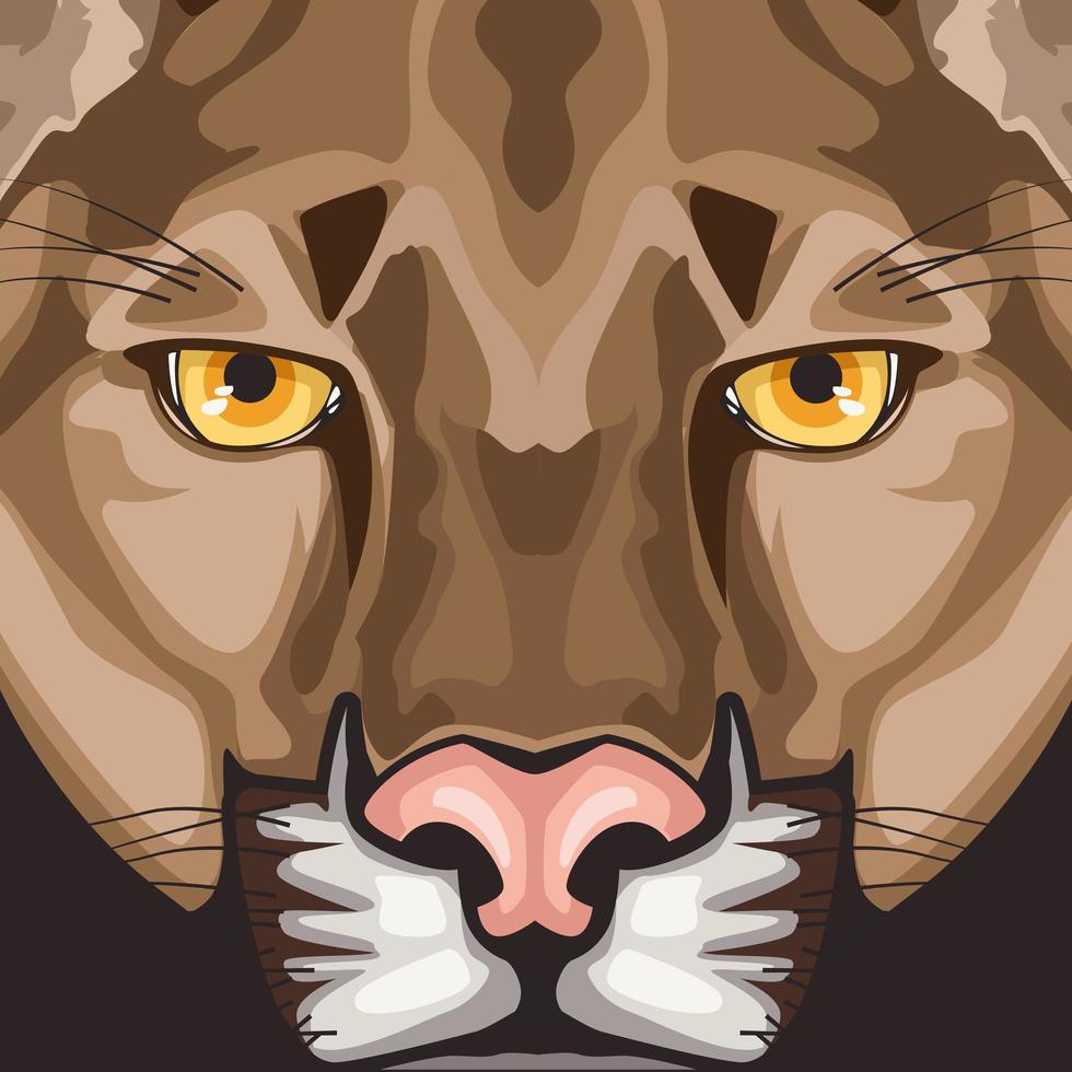 cougar dier wild hoofd karakter pictogram vector