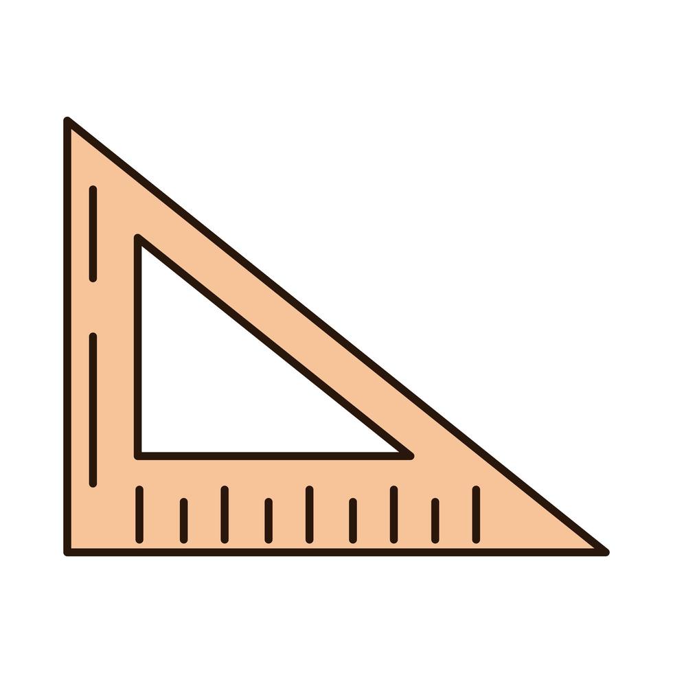 schoolonderwijs driehoek liniaal hoek toevoerlijn en opvulling stijlicoon vector