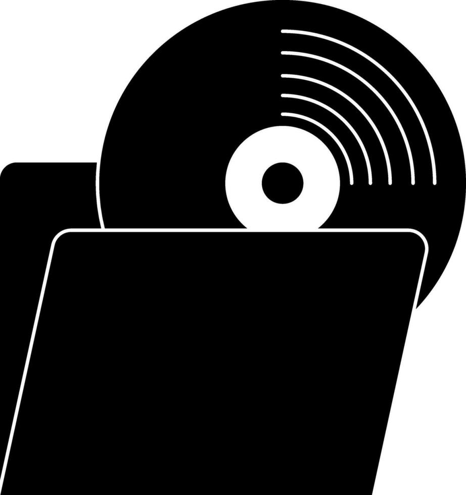 zwart en wit CD icoon met rapper in geïsoleerd. vector