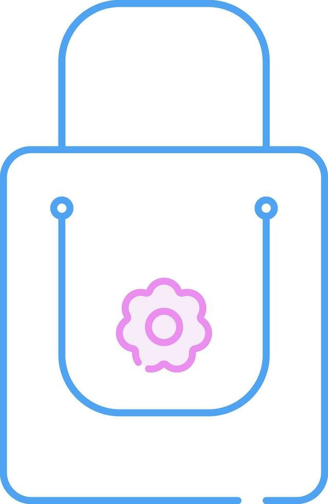 bloem afdrukken handtas blauw en roze schets icoon. vector