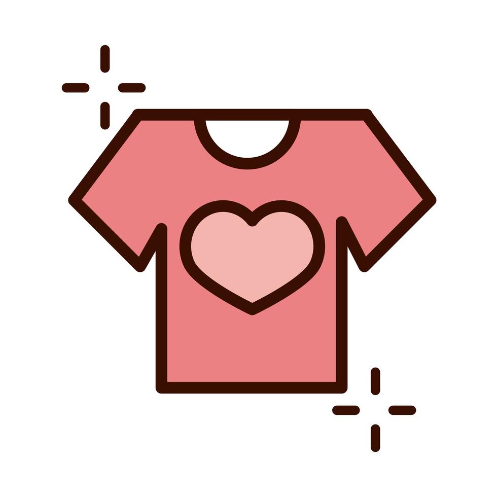 moederdag roze shirt met hart liefde mode lijn en opvulling stijlicoon vector