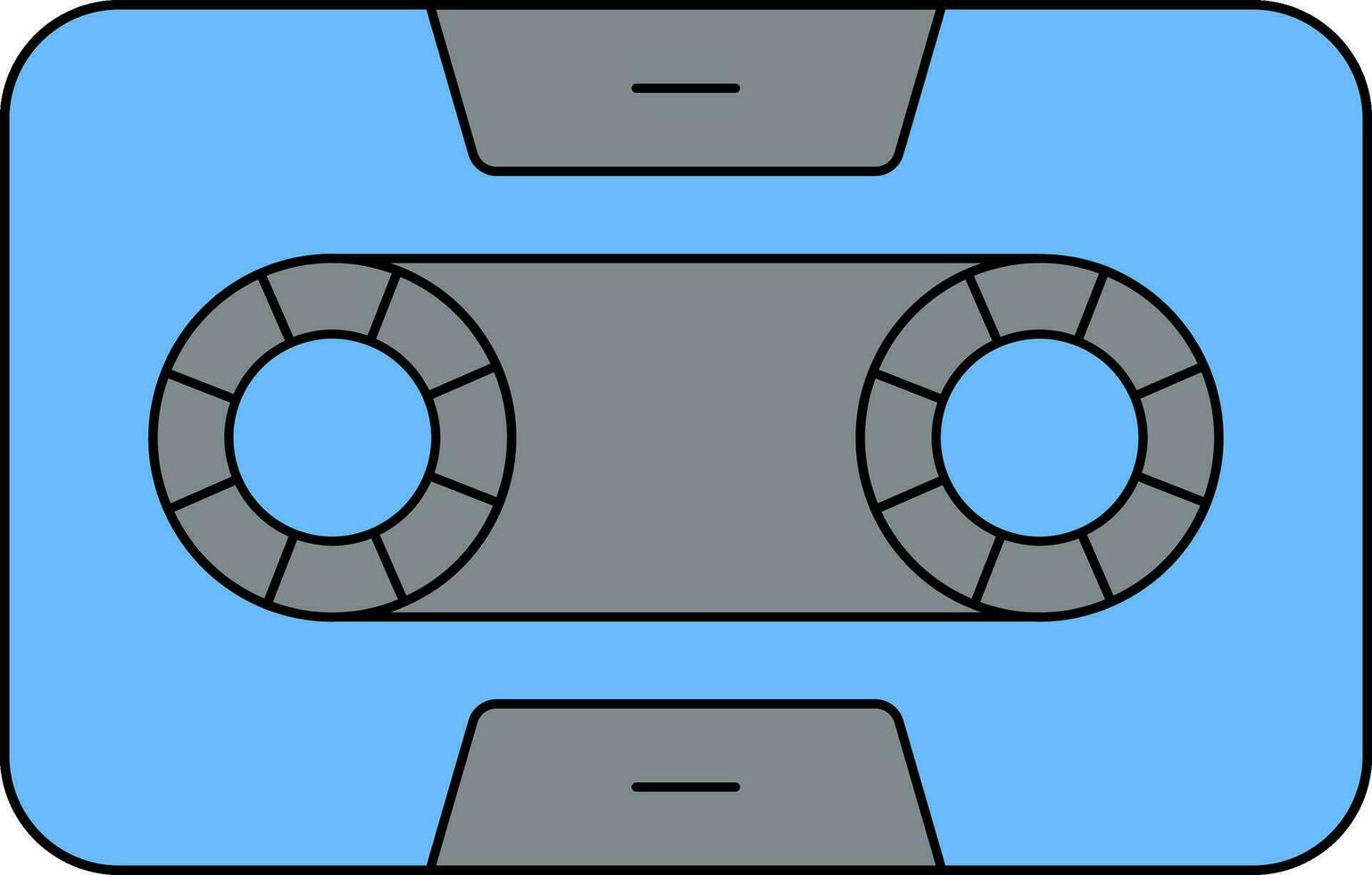 cassette icoon in blauw en grijs kleur. vector
