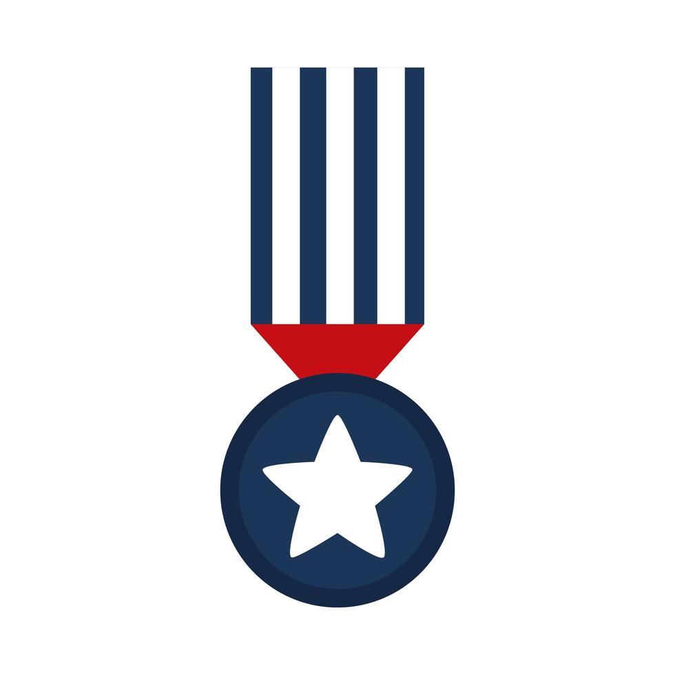 herdenkingsdag medaille ster lint eer amerikaanse viering platte stijlicoon vector
