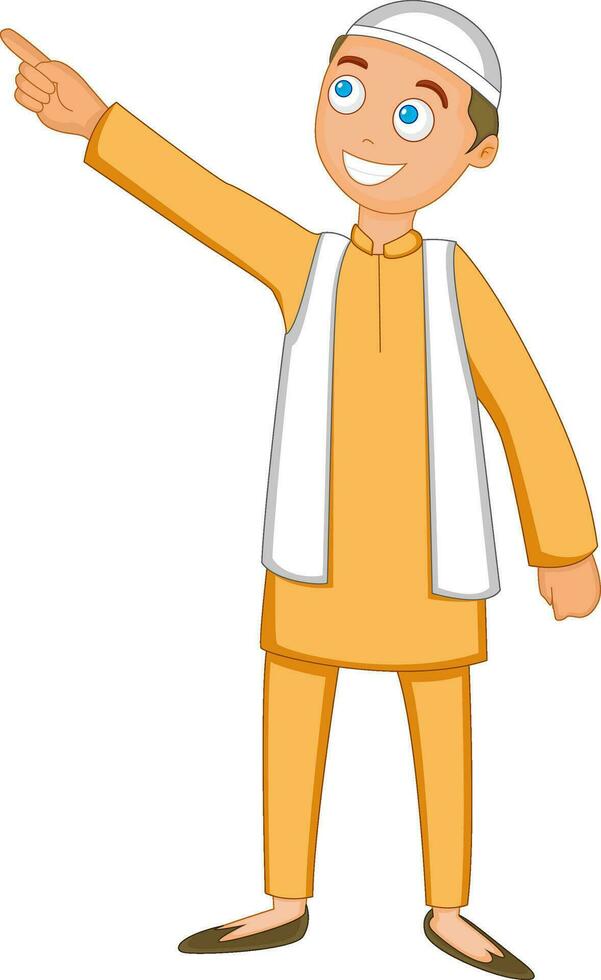 karakter van een jong moslim jongen. vector