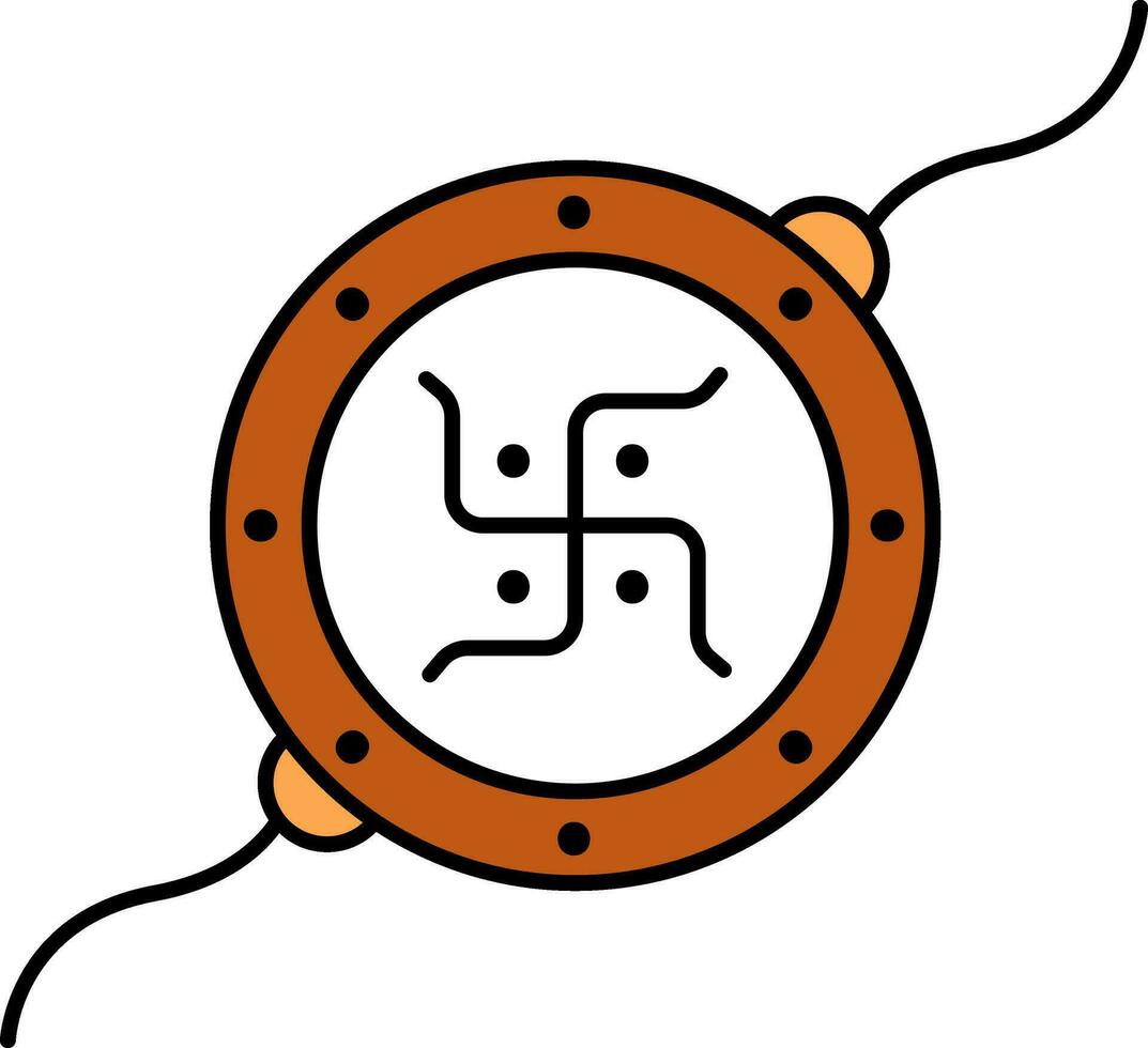 swastika symbool rakhipolsband icoon in bruin en wit kleur. vector