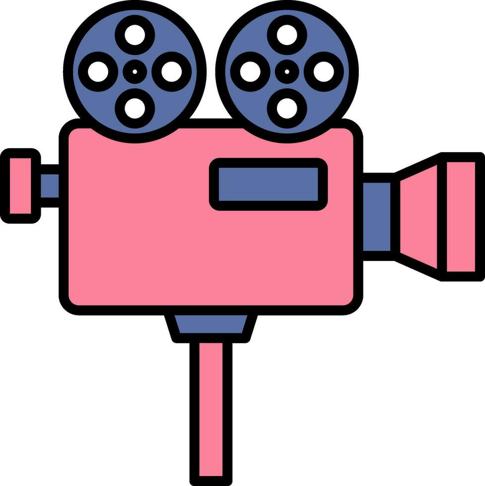 video camera icoon in roze en blauw kleur. vector