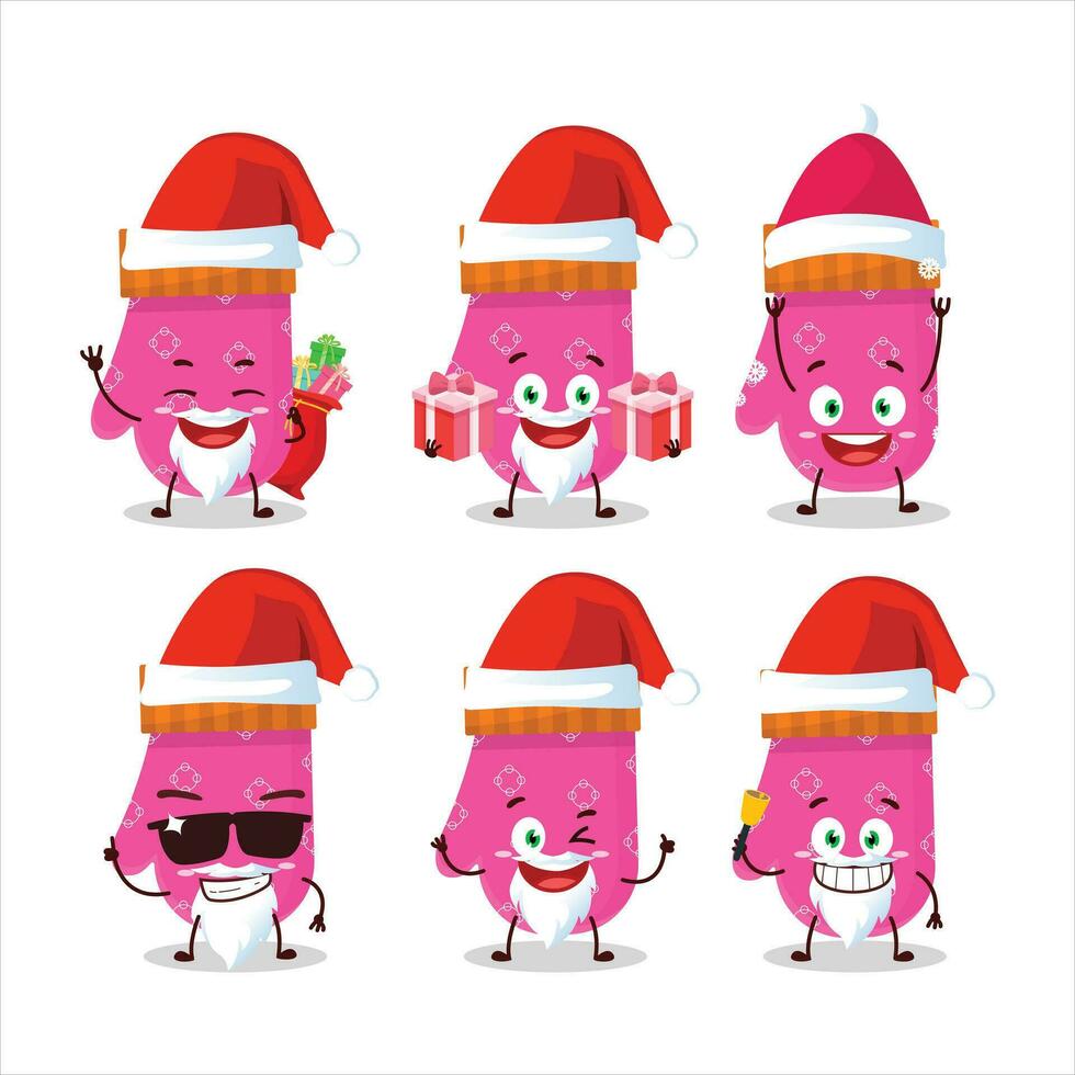 de kerstman claus emoticons met roze handschoenen tekenfilm karakter vector