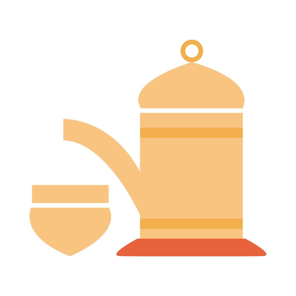 traditionele theepot en beker ramadan arabisch islamitische viering toon kleur pictogram vector