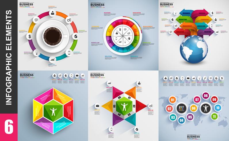 Set presentatie zakelijke 3d infographics vector ontwerpsjabloon