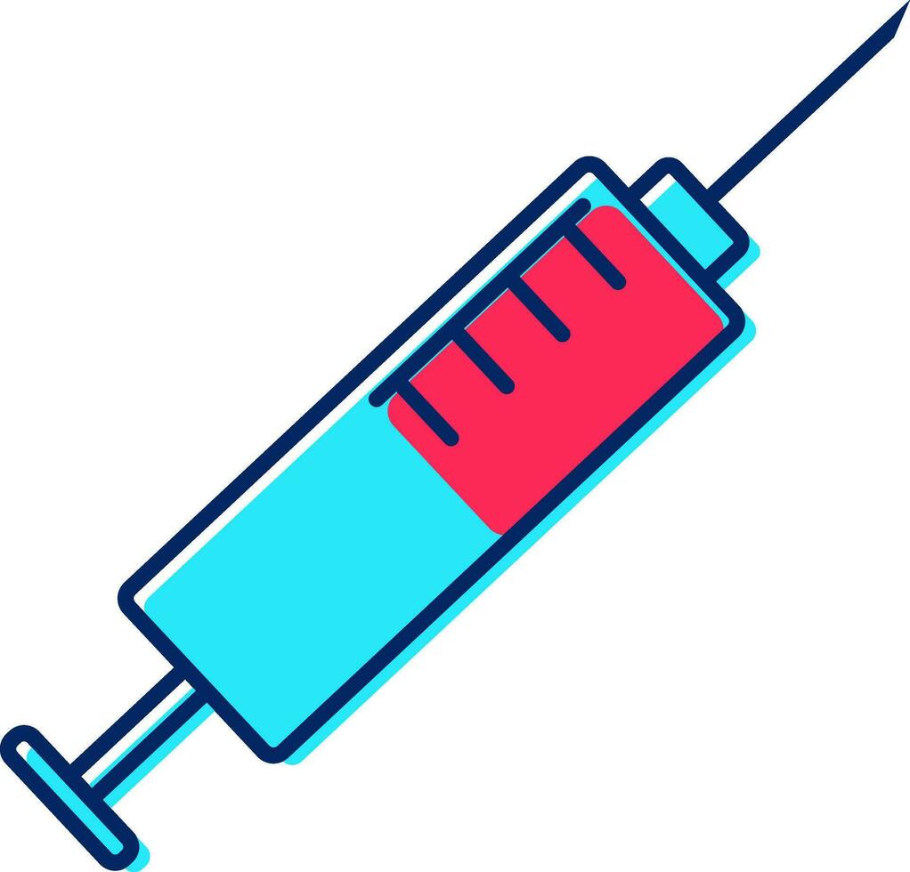 rood geneeskunde injectiespuit icoon in vlak stijl. vector