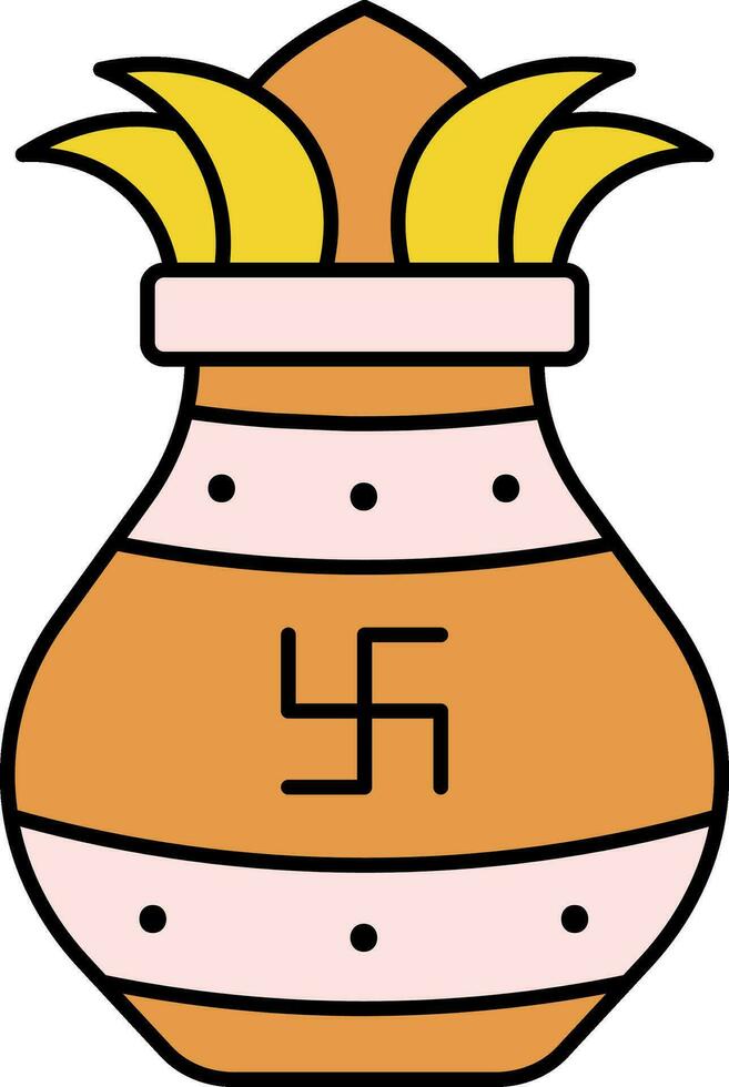 hakenkruis symbool aanbidden pot geel en roze kleur. vector