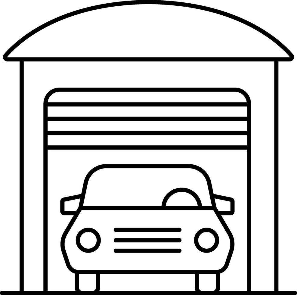 auto garage icoon in zwart lijn kunst. vector