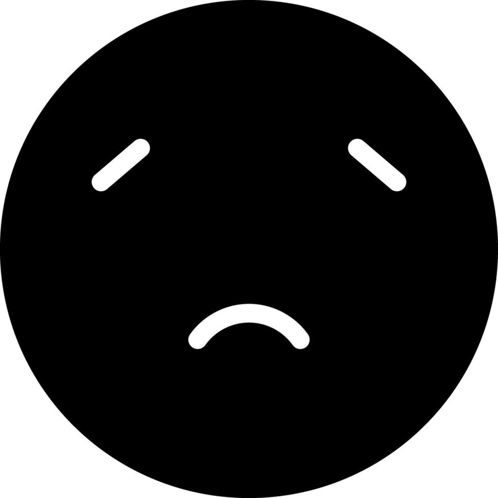 verdrietig emoticon gezicht icoon in zwart en wit kleur. vector