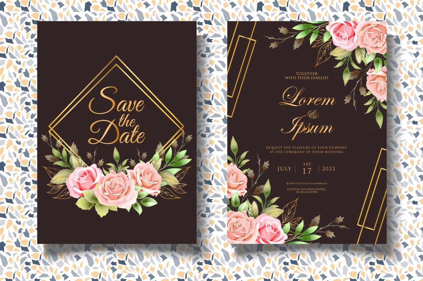 romantische botanische bruiloft kaartenset vector