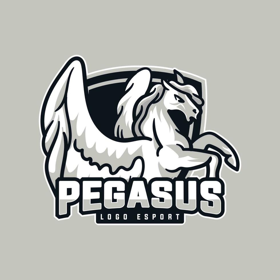 Pegasus logo e-sport, paard logo ontwerp. vector