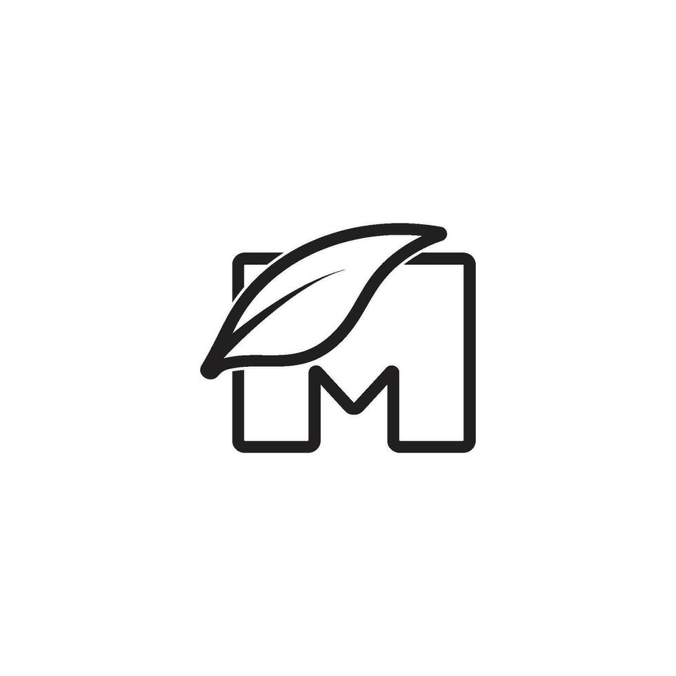 letter m lineaire blad geometrische logo vector