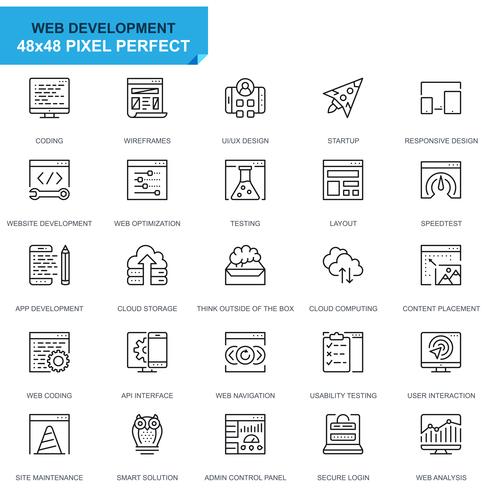 Simple Set Web Disign en Development Line Icons voor website en mobiele apps vector