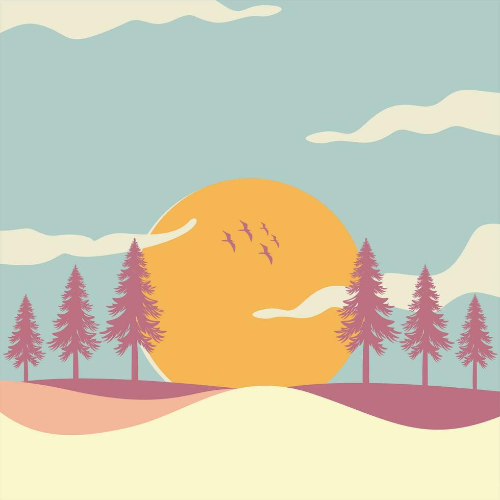 pijnboom bomen landschap achtergrond ontwerp vector illustratie