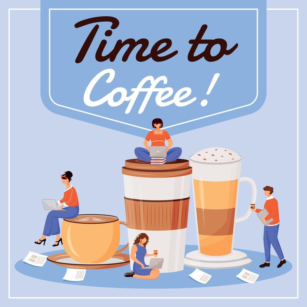 tijd voor koffie social media post mockup vector