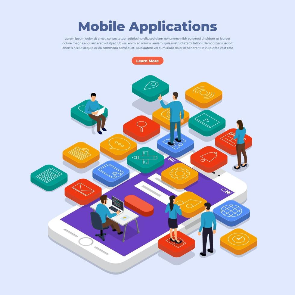 concept van mobiele applicaties vector