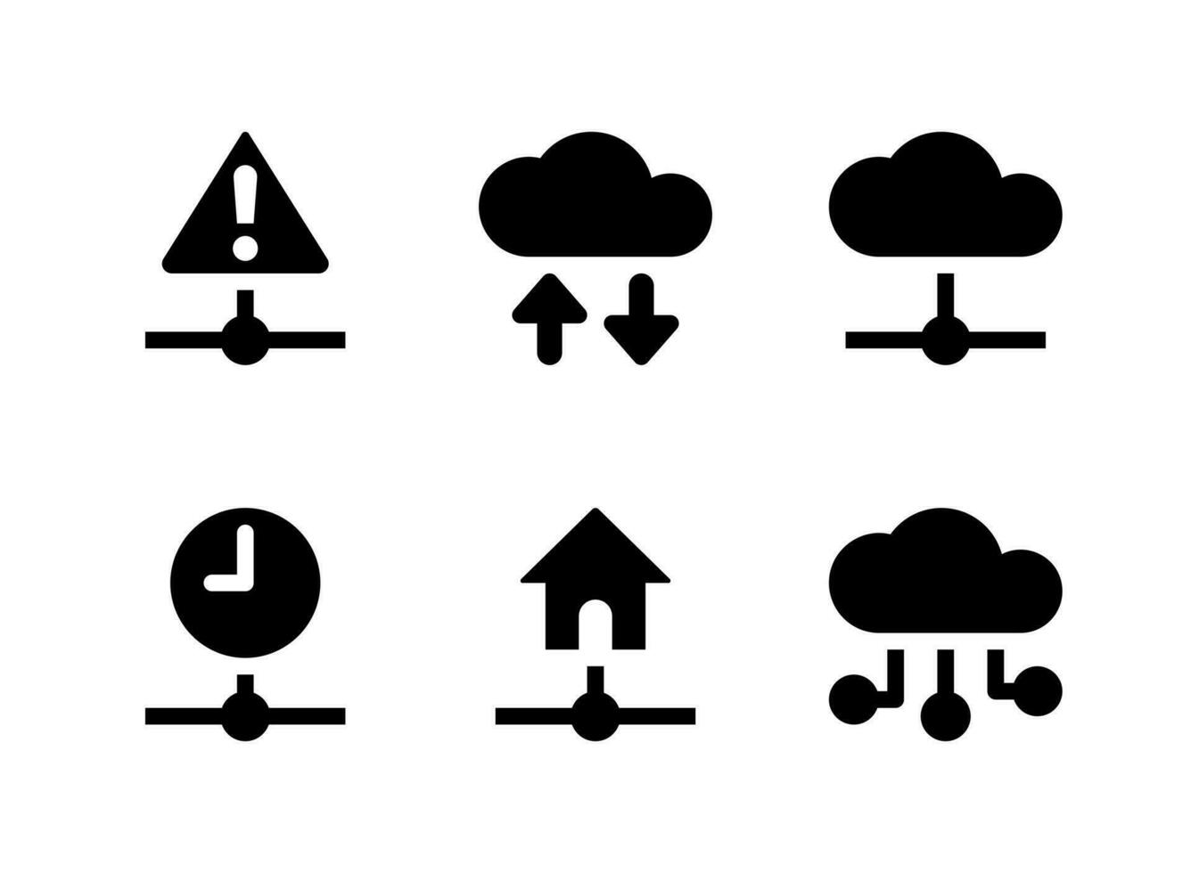 eenvoudige set van netwerkgerelateerde vector solide pictogrammen