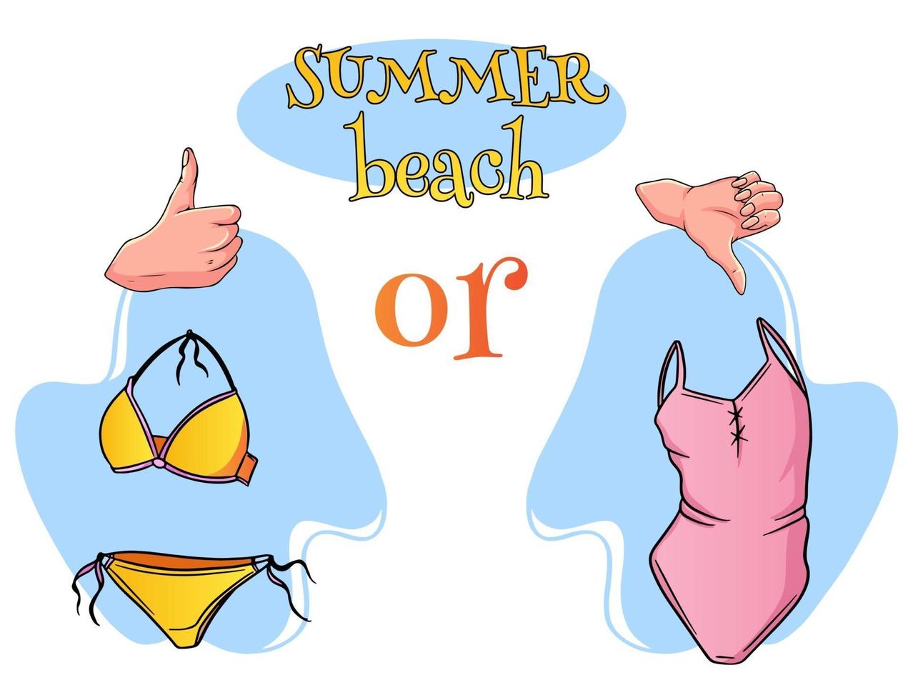 zomer badpak cartoon stijl strand badmode selectie vector