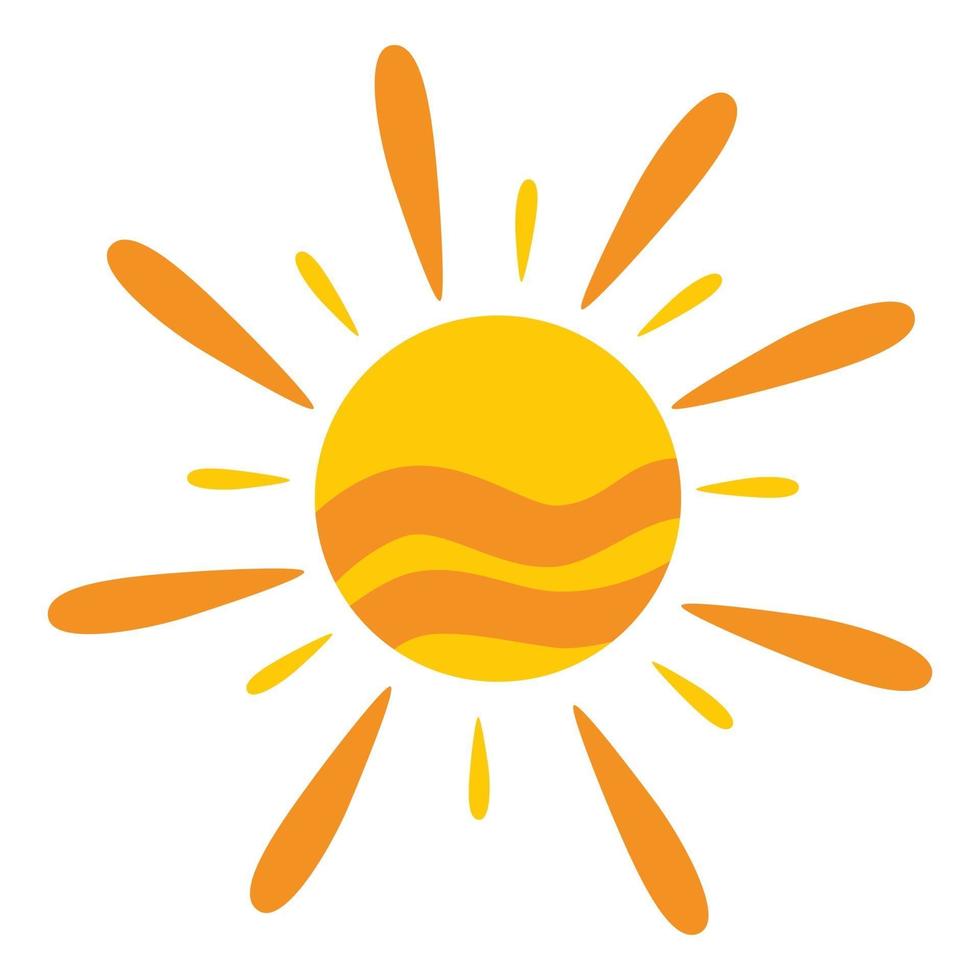 cartoon zon pictogram gele zonnen cirkel helder natuurlijke verlichting object verwarming zonneschijn geïsoleerde lente warm seizoen volslagen vector symbool