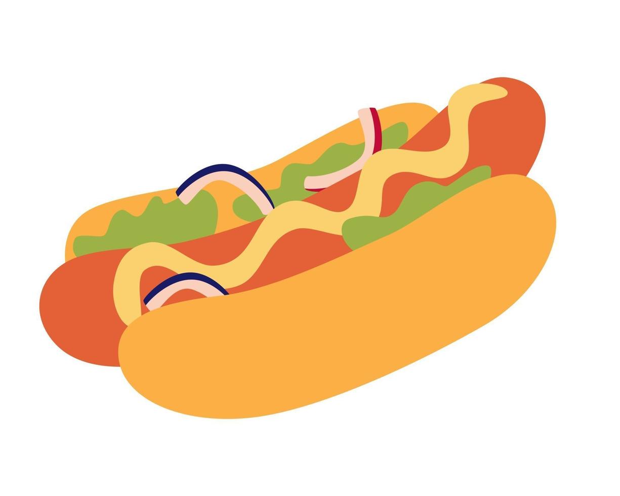 cartoon hotdog pictogram bakkerij pictogram vector geïsoleerde vlakke afbeelding fastfood voor poster menu's brochure web en pictogram fastfood