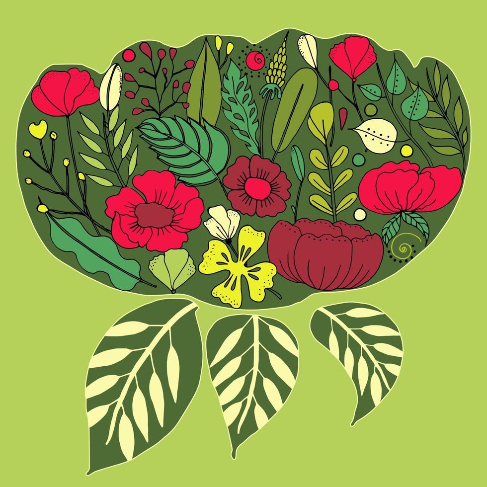 vectorillustratie in de vorm van een bloem gevuld met bloemen vector