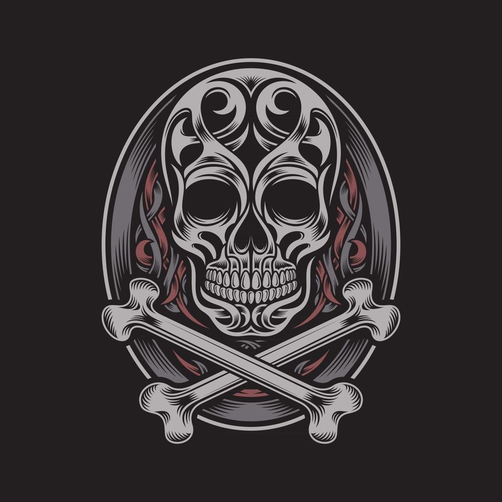 sierlijke skull and crossbones op zwart vector