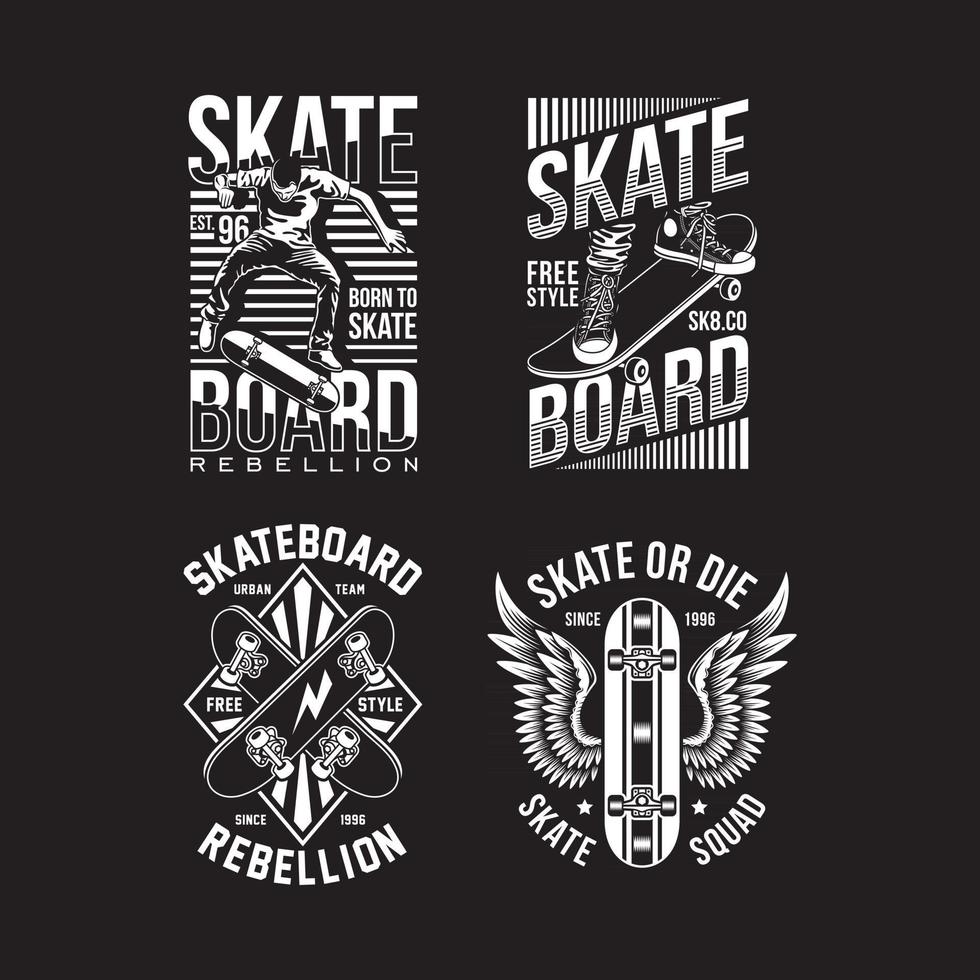 skateboard grafische t-shirtcollectie vector