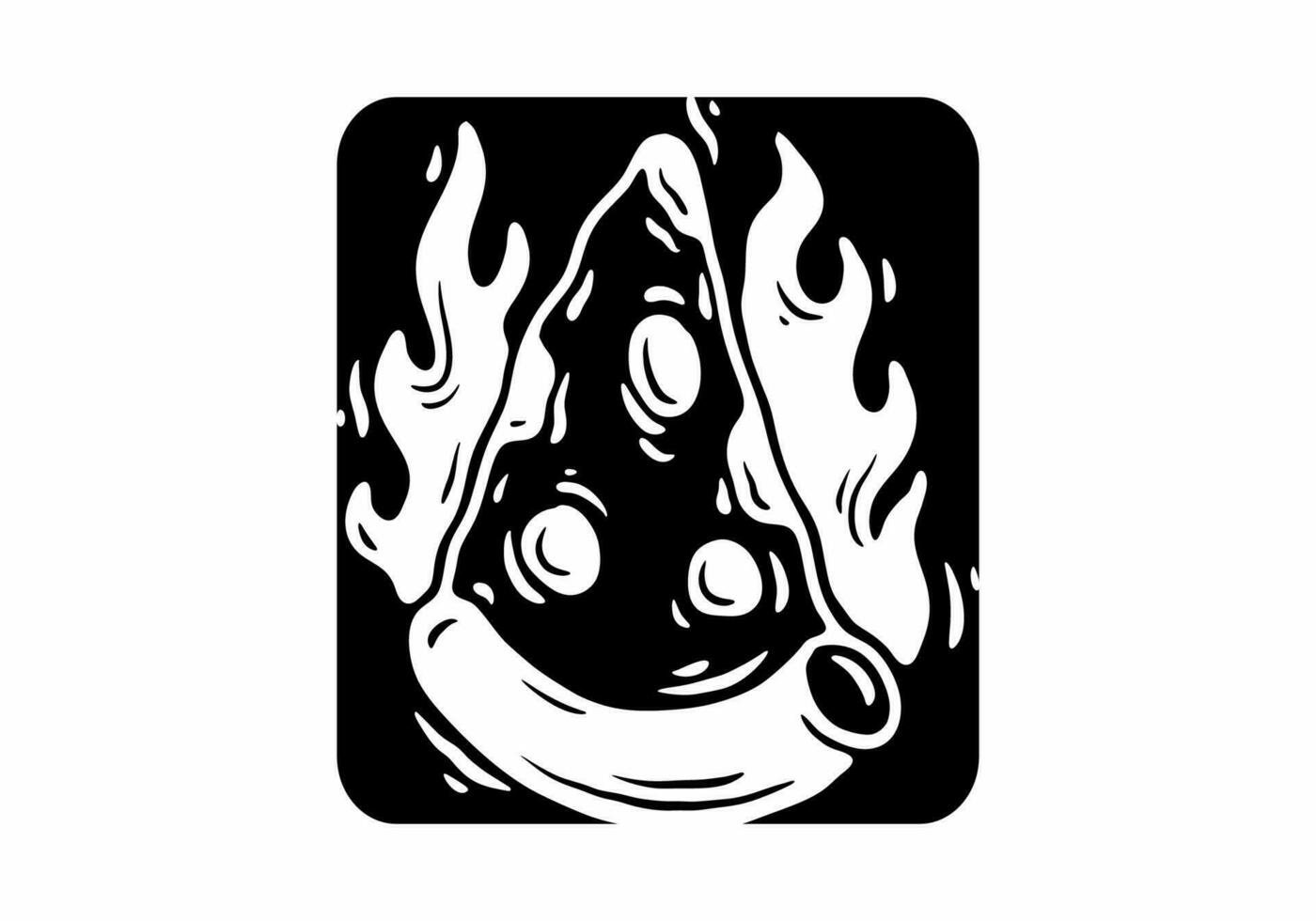 illustratie tatoeëren van een plak pizza met brand vector