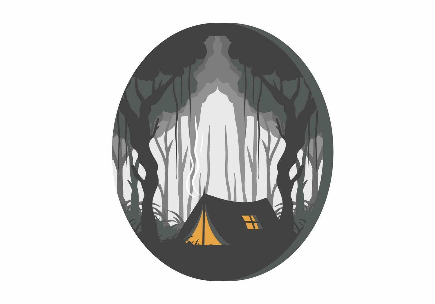 kleurrijk vlak illustratie van camping in de oerwoud vector