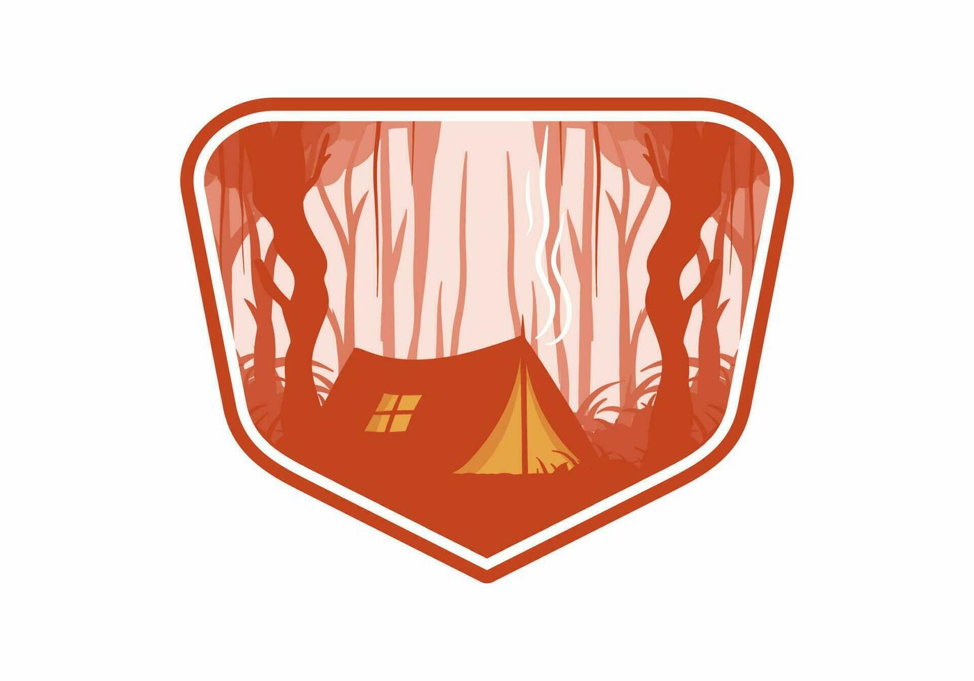 camping tent in een dicht Woud vlak illustratie vector