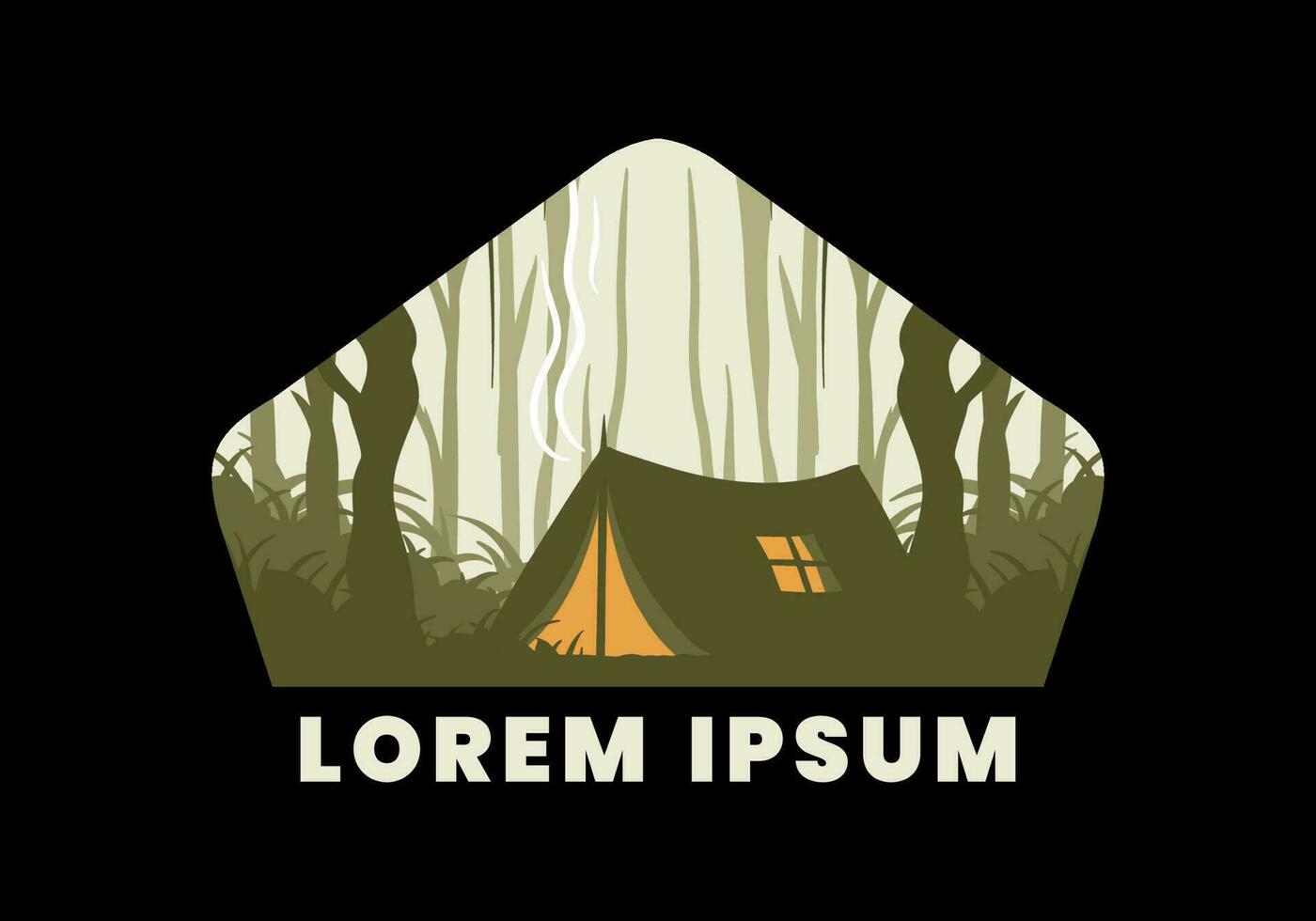 camping tent in een dicht Woud vlak illustratie vector