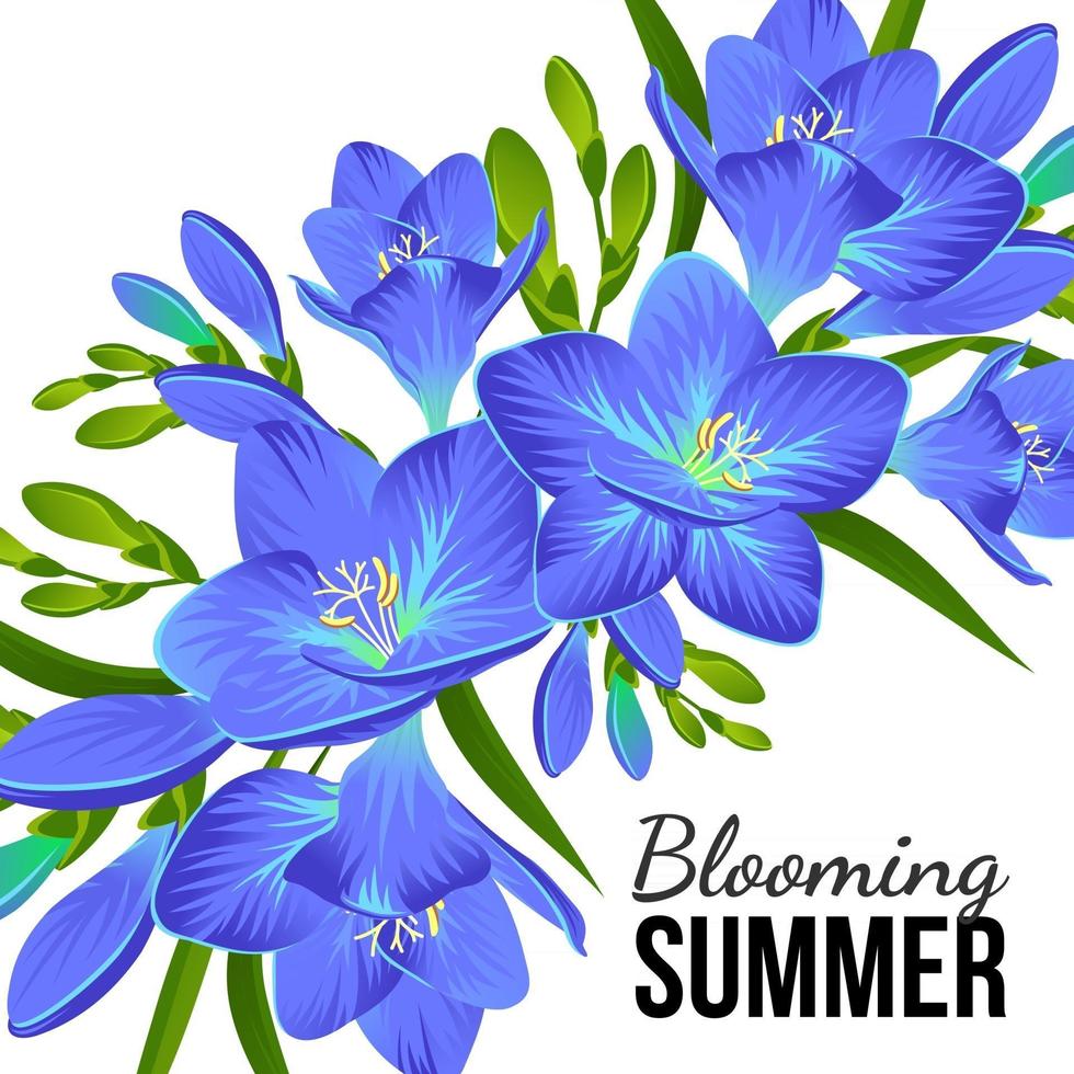 samenstelling van blauwe bloemen vector