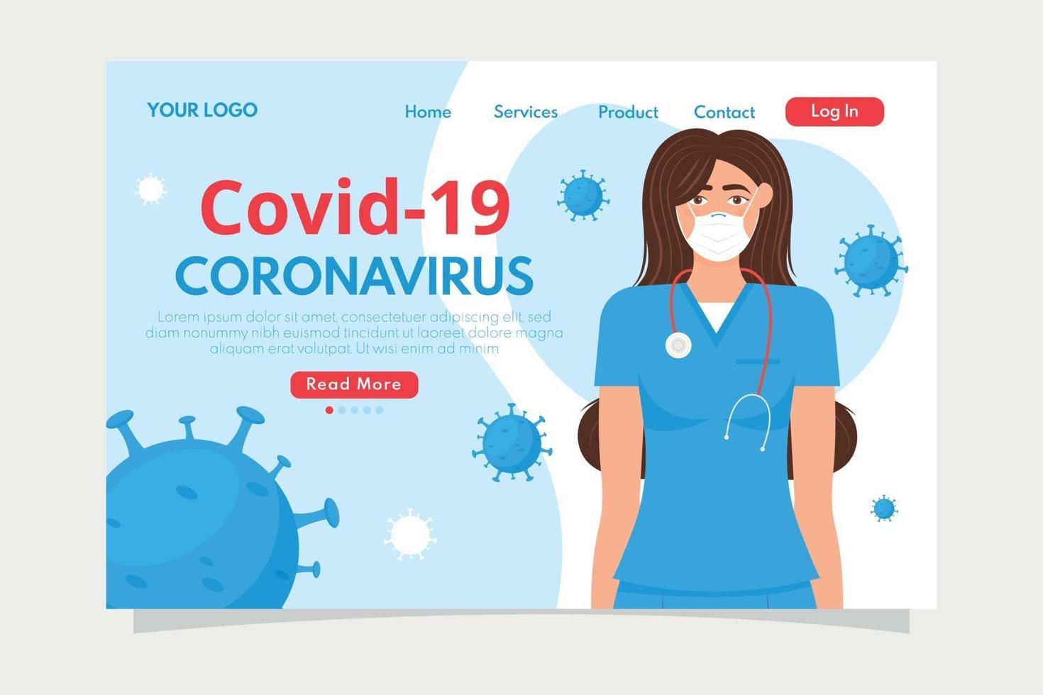 covid19 coronavirus pandemie concept landind pagina vector