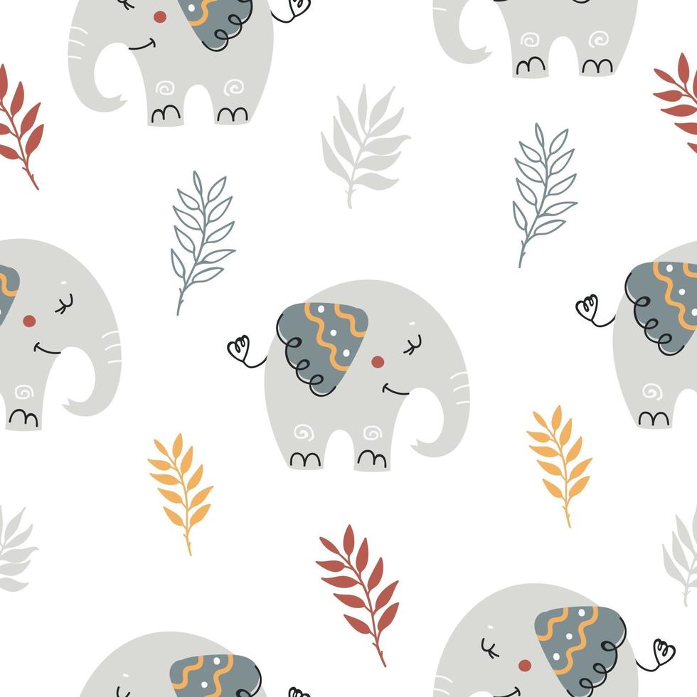 baby naadloze patroon met schattige olifanten vector