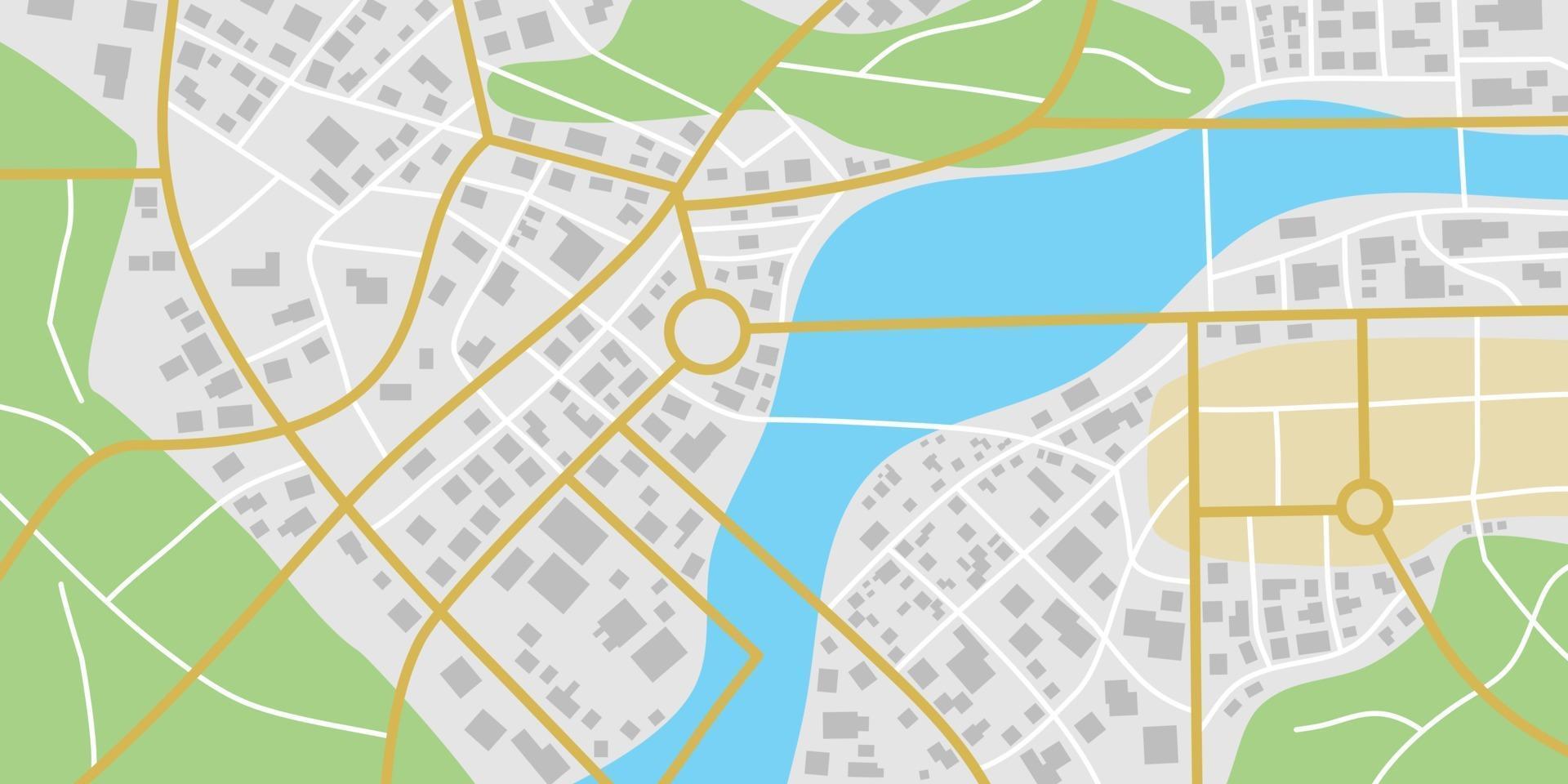 fictieve stadskaart met rivieren en parken vector